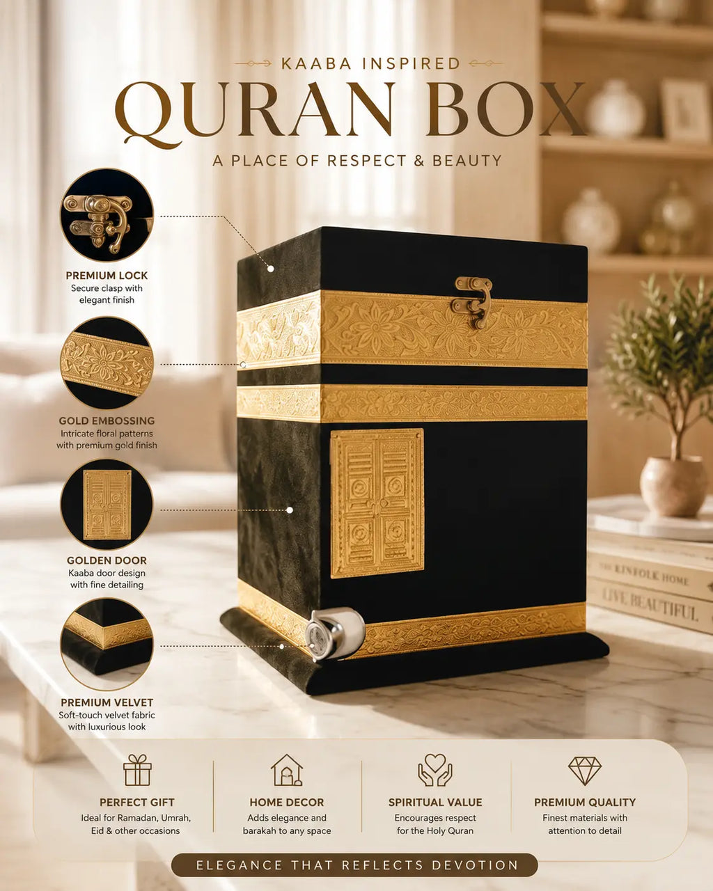 Premium Kaaba-Inspired Box | Small Quran & Islamic Book Storage Gift