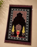 Black Floral Mosque Prayer Mat