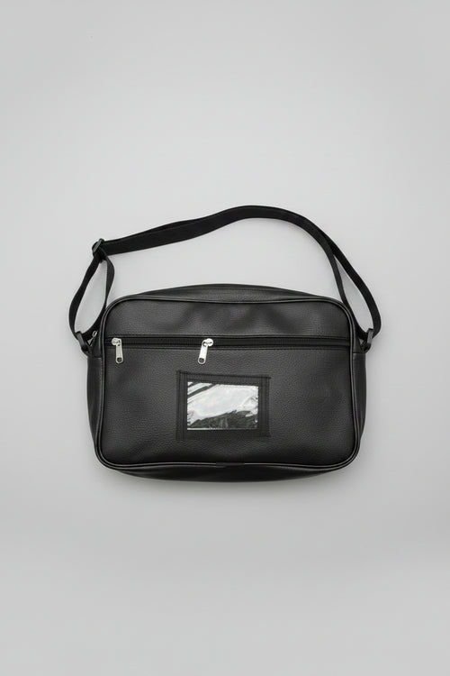 Deeniyat Islamic shoulder bag back view with front zip pocket and holographic ID window