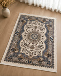 Turkish Carpet Cream and Steel Blue