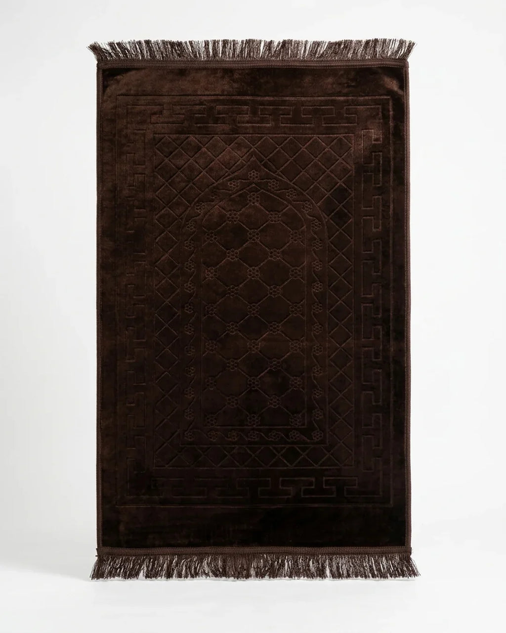 Chocolate Brown Embossed Prayer Mat (Janamaz) – 116 cm