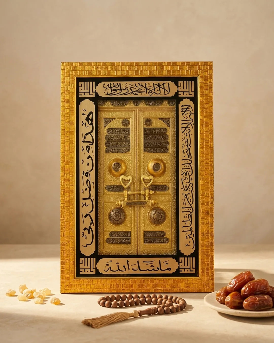 Kaaba Door Islamic Wall Decor – Golden Finish | 42 × 24 cm